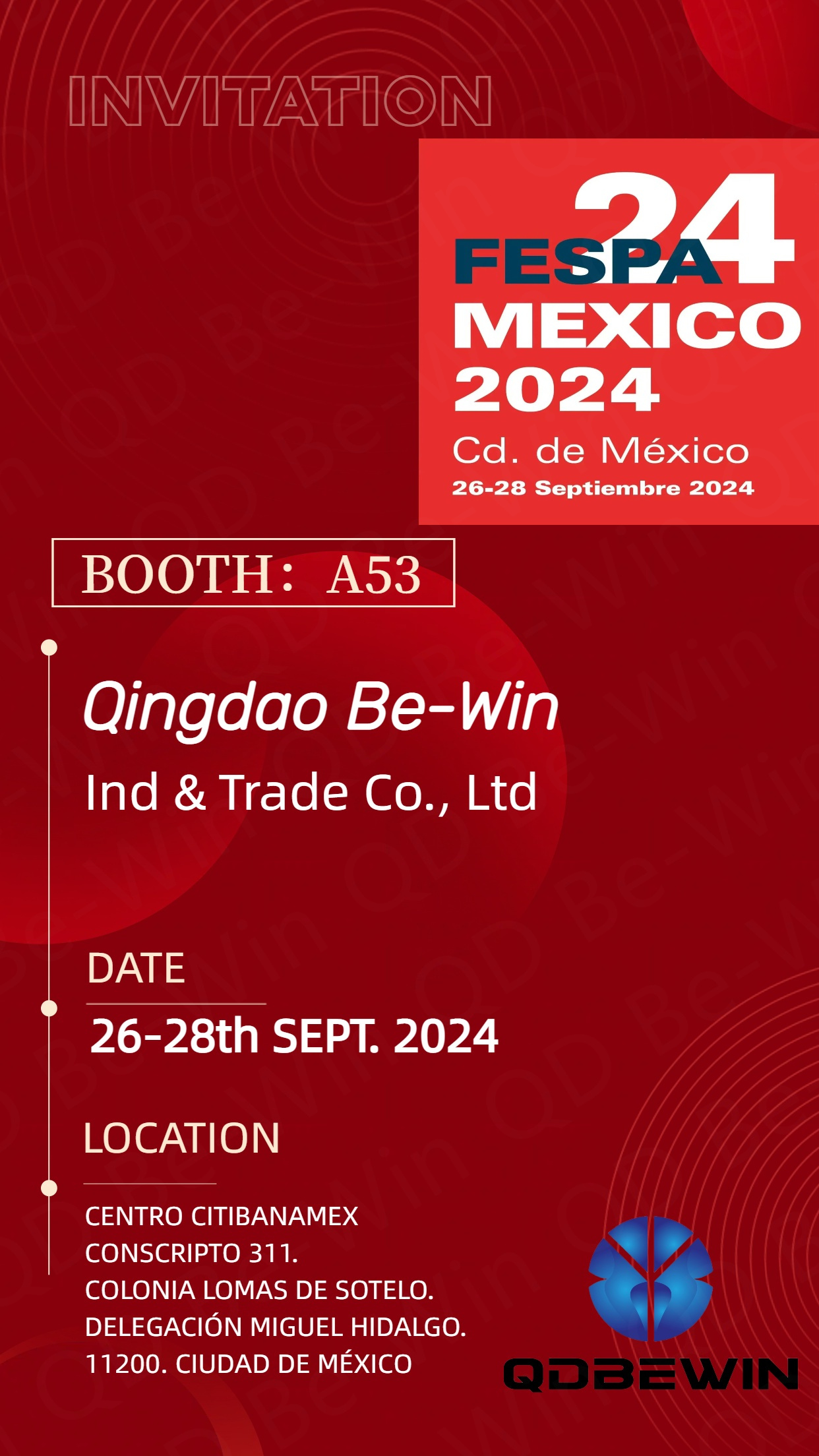 Qingdao Be-Win Ind & Trade Co., Ltd FESPA 2024 میکسیکو میں ایکریلک شیٹس، PVC فوم بورڈز اور ایلومینیم کمپوزٹ پینلز کی نمائش کے لیے